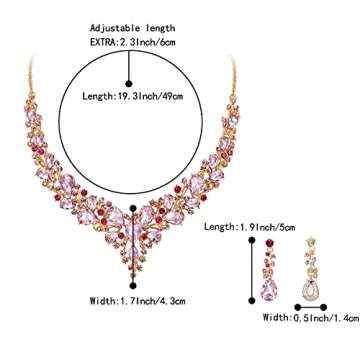 BriLove Bridal Jewelry Set Austrian Crystal Necklace & Earrings