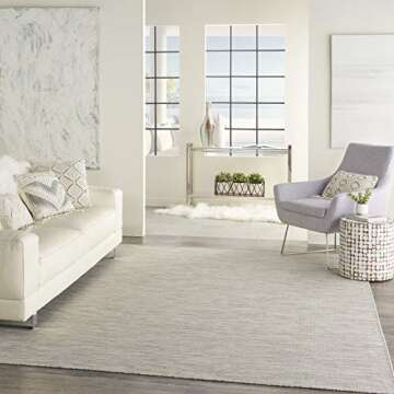 Nourison Positano Indoor-Outdoor Light Grey 4' x 6' Area Rug, Easy Cleaning, Non Shedding, Bed Room, Living Room, Dining Room, Backyard, Deck, Patio (4x6)