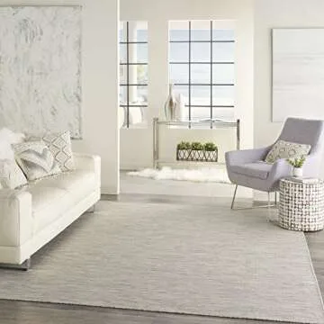 Nourison Positano Indoor-Outdoor Light Grey 4' x 6' Area Rug, Easy Cleaning, Non Shedding, Bed Room, Living Room, Dining Room, Backyard, Deck, Patio (4x6)