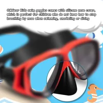 OMGear Kids Swimming Goggles with Nose Cover and Strap
