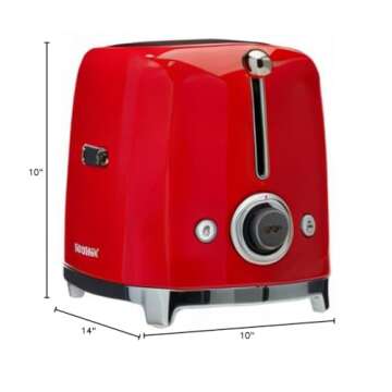 SMEG 2 Slice Toaster with 6 Presets and Defrost Function and Removable Crumb Tray TSF01RDUS, RED