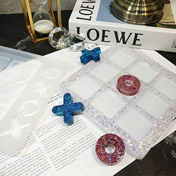 Tic Tac Toe Game Board Resin Mold, Silicone Epoxy Resin Casting Mold, XO Classic Family Games, DIY Crafts, Children's Adult Coffee Table Games, Home Decorations, Handmade Gifts