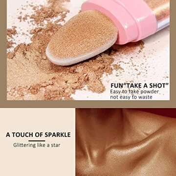 YU KUI LX 3 Color Polvo De Hadas Highlighter Makeup, Trio Shimmer Glitter Patting Highlight Puff, Glow Luminizer Sparkle Fairy Highlighters For Brighten Face and Body Makeup Kit