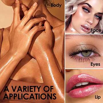 YU KUI LX 3 Color Polvo De Hadas Highlighter Makeup, Trio Shimmer Glitter Patting Highlight Puff, Glow Luminizer Sparkle Fairy Highlighters For Brighten Face and Body Makeup Kit