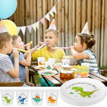 Yiyiring Dinosaur Kids Plates and Cups Set for Fun Meals