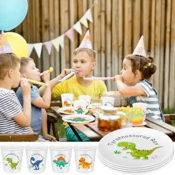 Yiyiring Dinosaur Kids Plates and Cups Set for Fun Meals