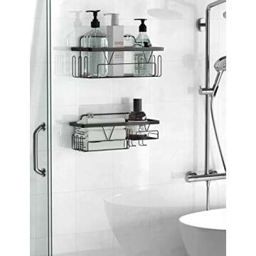 2-Pack Shower Caddy with Hooks Waterproof Organizer