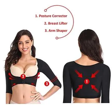 Bluland Women's Arm Shapers Plus Size Post Surgical Compression Sleeves Upper Arm Shaper for Women Flabby Arms Slimming Shapewear Tops Black XXL