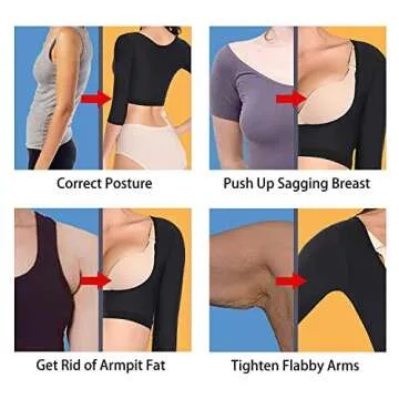 Bluland Women's Arm Shapers Plus Size Post Surgical Compression Sleeves Upper Arm Shaper for Women Flabby Arms Slimming Shapewear Tops Black XXL
