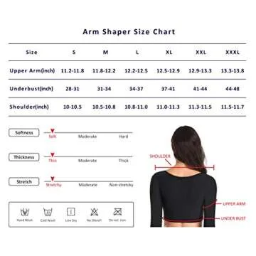 Bluland Women's Arm Shapers Plus Size Post Surgical Compression Sleeves Upper Arm Shaper for Women Flabby Arms Slimming Shapewear Tops Black XXL