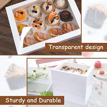 VGOODALL 12 Count Cupcake Boxes with Window Design