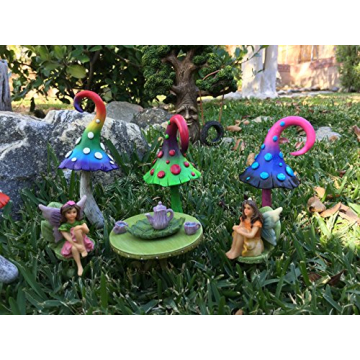 GlitZGlam Miniature Fairy Garden Furniture Set for Kids