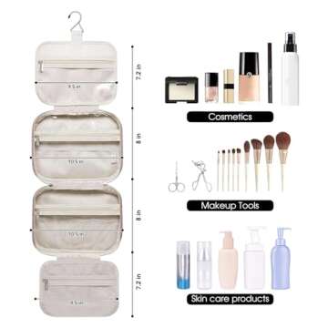 Narwey Hanging Toiletry Bag for Women Travel Makeup Bag Organizer Toiletries Bag for Travel Size Essentials Accessories Cosmetics (Dusty Rose (Medium))