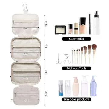 Narwey Hanging Toiletry Bag for Women Travel Makeup Bag Organizer Toiletries Bag for Travel Size Essentials Accessories Cosmetics (Dusty Rose (Medium))