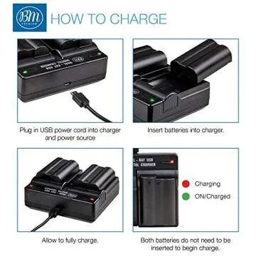 BM Premium 2 Pack EN-EL15B Batteries & Dual Charger for Nikon