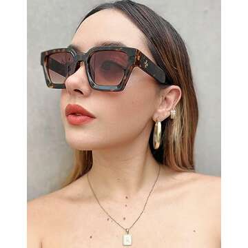 VISOONE UV400 Protection Rectangle TR90 Sunglasses