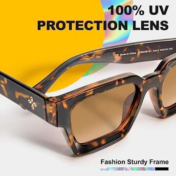 VISOONE UV400 Protection Rectangle TR90 Sunglasses