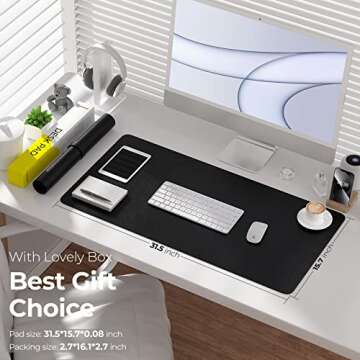 Crenovo Desk Pad: Non-Slip PU Leather Desk Protector