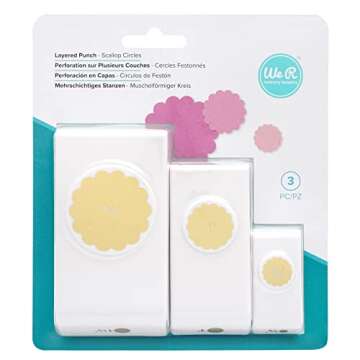 We R Memory Keepers Layering Punches 3 Pack, Scalloped Circles for DIY Crafting Projects