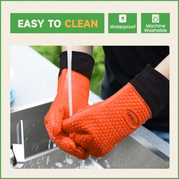 GEEKHOM Heat Resistant Grilling Gloves for Kitchen and BBQ