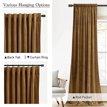 StangH Velvet Curtains - 108" Long Stylish Drapes