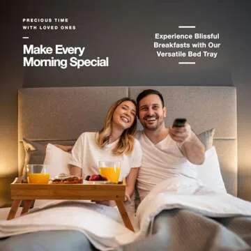 Home-It Large Bed Table Tray with Folding Legs - Breakfast Tray with Handles - Bamboo Bed Tray for B...