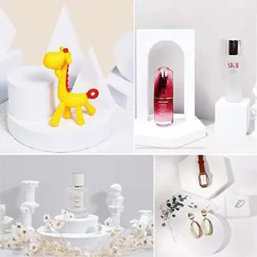 Yoocheese 12PCS Product Photography Photo Props : Hard Foam Geometric Shapes for Jewelry Cosmetic Flat Lay Photo Shoot (White)