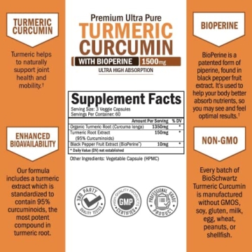 Turmeric Curcumin 1500mg with BioPerine - Joint Support Supplement