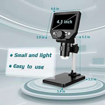 LCD Digital Microscope,4.3 Inch 1080P 10 Megapixels,1-1000X Magnification Zoom Wireless USB Stereo Microscope Camera,10MP Camera Video Recorder with HD Screen