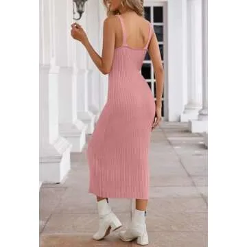 Stylish MEROKEETY V Neck Knit Midi Dress