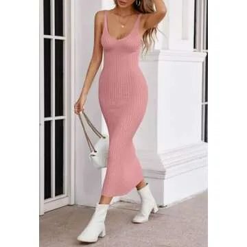 Stylish MEROKEETY V Neck Knit Midi Dress