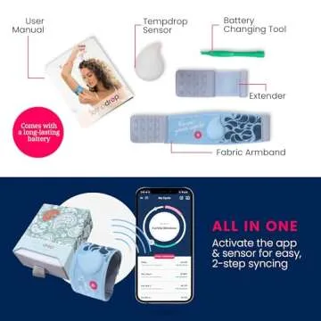 Tempdrop Fertility and Ovulation Tracker –Wearable Basal Body Temperature (BBT) Monitoring Sensor and Fertility Charting App Includes Comfortable Armband (L/XL - 12.5-18.5 Inches)