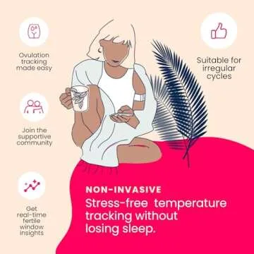 Tempdrop Fertility and Ovulation Tracker –Wearable Basal Body Temperature (BBT) Monitoring Sensor and Fertility Charting App Includes Comfortable Armband (L/XL - 12.5-18.5 Inches)