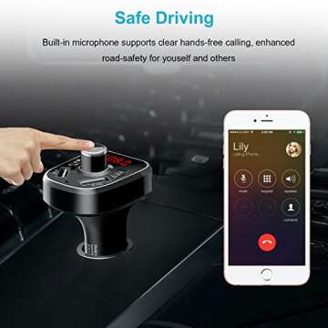 Bluetooth FM Transmitter with Dual USB Charger for Cars