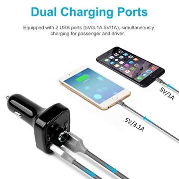 Bluetooth FM Transmitter with Dual USB Charger for Cars