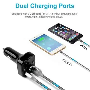 Bluetooth FM Transmitter with Dual USB Charger for Cars