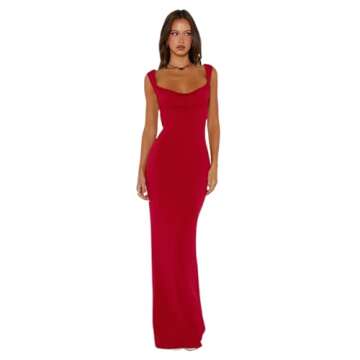 RARITYUS Women's Sexy Cowl Neck Backless Maxi Dress Elegant Satin Bowknot Long Dress Cocktail Party Evening Gown (Red, Small)