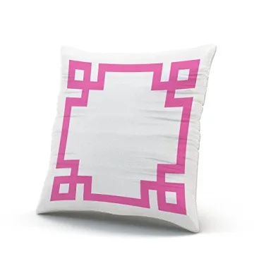 Hoooottle Hot Pink Greek Key Pillowcase for Stylish Decor