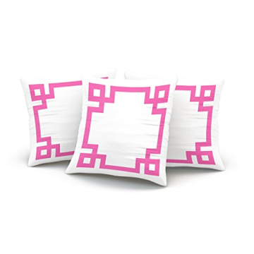 Hoooottle Hot Pink Greek Key Pillowcase for Stylish Decor