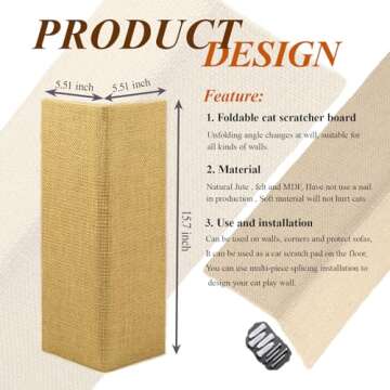 Hutpet 2Pcs Packing Foldable Cat Scratcher Board,Sofa Wall Corner Cat Scratching Pads, Horizontal Ca...