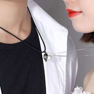 Couple Necklaces Bracelets Set Matching Heart Necklaces for Bf Gf Moon Sun Necklaces for Couples Jew...