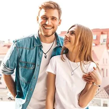 Couple Necklaces Bracelets Set Matching Heart Necklaces for Bf Gf Moon Sun Necklaces for Couples Jewelry Long Distance Relationship Bracelets Promise Bracelets Couples Gifts Ideas Couples Christmas