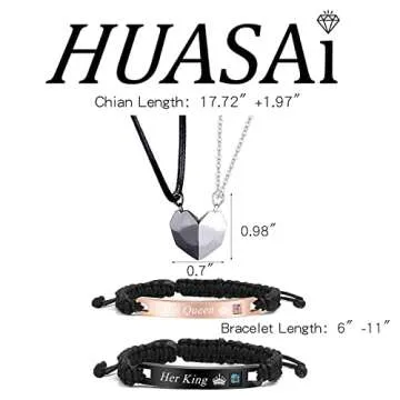 Couple Necklaces Bracelets Set Matching Heart Necklaces for Bf Gf Moon Sun Necklaces for Couples Jewelry Long Distance Relationship Bracelets Promise Bracelets Couples Gifts Ideas Couples Christmas