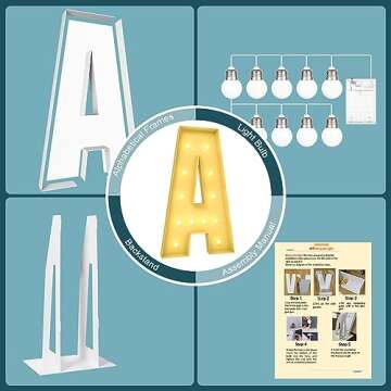 YOSWPP 4FT Large Marquee Light Up Letters Numbers Giant Mosaic Balloon Frame,Wedding Backdrop Decora...