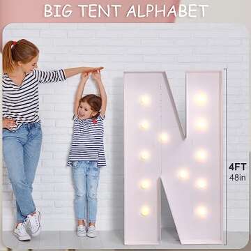 YOSWPP 4FT Large Marquee Light Up Letters Numbers Giant Mosaic Balloon Frame,Wedding Backdrop Decoration Anniversary Decoration Foam Board (4FT,N)