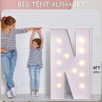 YOSWPP 4FT Large Marquee Light Up Letters Numbers Giant Mosaic Balloon Frame,Wedding Backdrop Decoration Anniversary Decoration Foam Board (4FT,N)