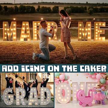 YOSWPP 4FT Large Marquee Light Up Letters Numbers Giant Mosaic Balloon Frame,Wedding Backdrop Decoration Anniversary Decoration Foam Board (4FT,N)