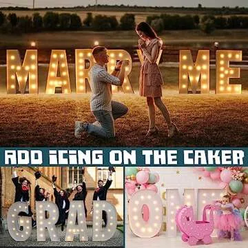 YOSWPP 4FT Large Marquee Light Up Letters Numbers Giant Mosaic Balloon Frame,Wedding Backdrop Decoration Anniversary Decoration Foam Board (4FT,N)