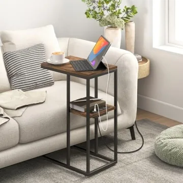 Yoobure C Shaped End Table with USB Charging Ports