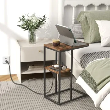 Yoobure C Shaped End Table with USB Charging Ports